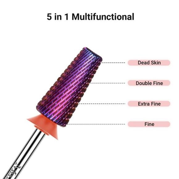 MelodySusie Professional 5 in 1 Nail Drill Bits, Tungsten Multi-function - Picture 3 of 7